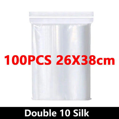 100Pcs Thicken Zipper Sealed Bags Clear Plastic Storage Bag for Small Jewelry Food Packing Reclosable Ziplock Sealing Bags - 