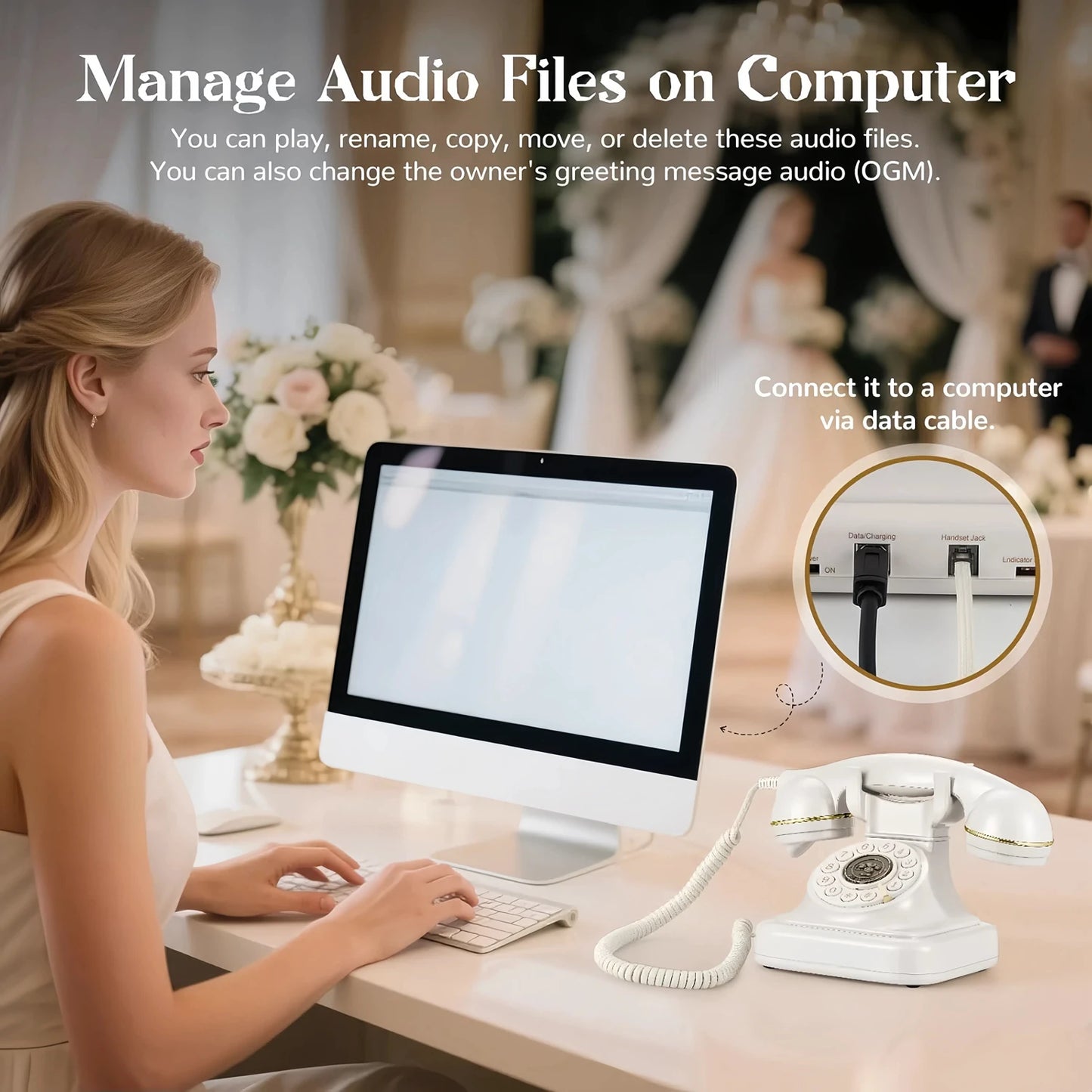 32Gb Retro Audio Wedding Guestbook Phone Banquet Voice Login Book Telephone Guest Blessing Audio Message Record Phone