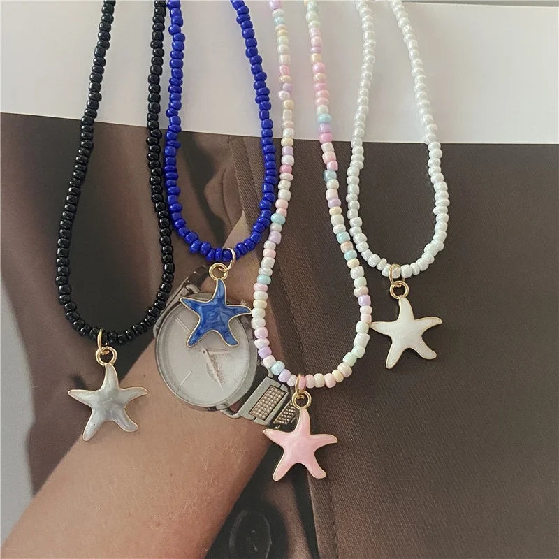 Spring Summer Necklace for Women Girl Cute Romantic Starfish Short Neck Jewelry Party Wedding Necklace