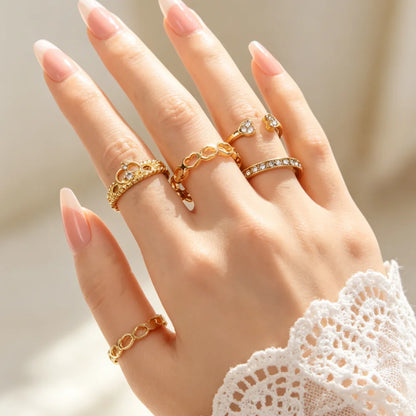 20/30/50Pcs/Lot Elegant Bohemia Heart Moon Rings Set For Women Mix Style Fashion Jewelry For Birthday Daily Wear