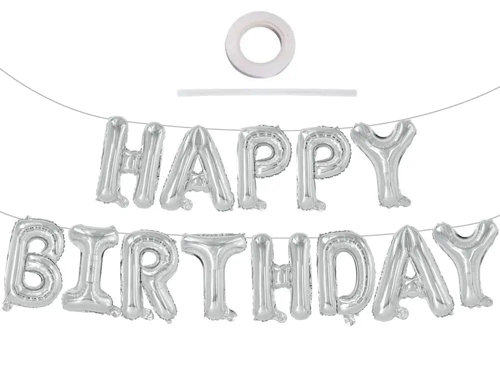 Gold Blue Happy Birthday Balloon 16Inch Foil Letters Birthday Sign Banner Bunting for Girls Boys Kids Adults Birthday Decorat