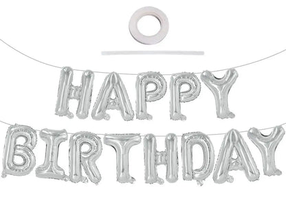 Gold Blue Happy Birthday Balloon 16Inch Foil Letters Birthday Sign Banner Bunting for Girls Boys Kids Adults Birthday Decorat