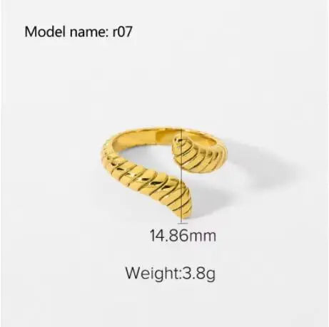 Fashion Simple Stainless Steel Rings For Women Gold Color Smooth Geometric Open Rings Arc Rings Diamonds Jewellery Ring Gift