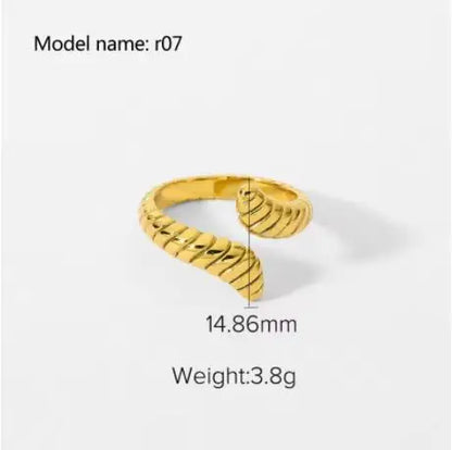 Fashion Simple Stainless Steel Rings For Women Gold Color Smooth Geometric Open Rings Arc Rings Diamonds Jewellery Ring Gift