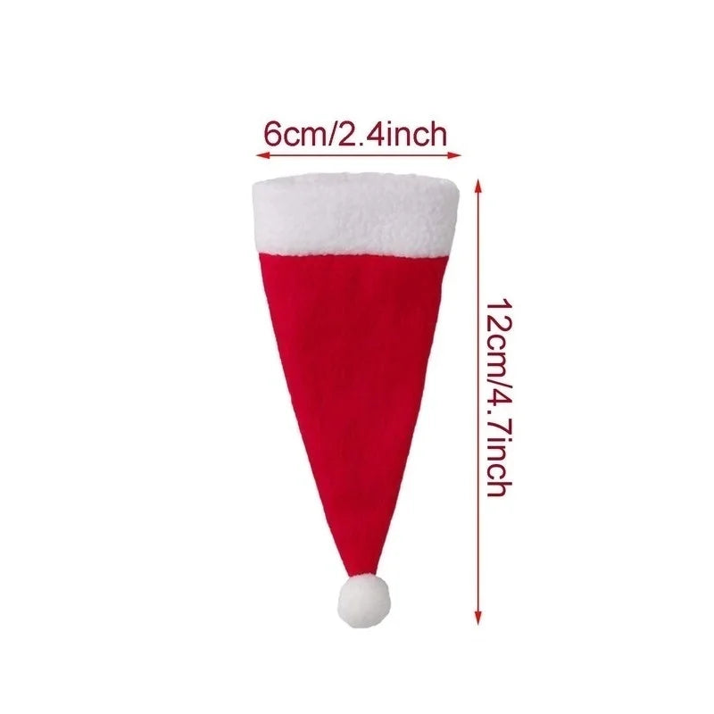 Merry Christmas Decoration 2025 Christmas Tableware Bag Holder Christmas Hat Fork Knife Cutlery Bag Christmas Ornament Decor