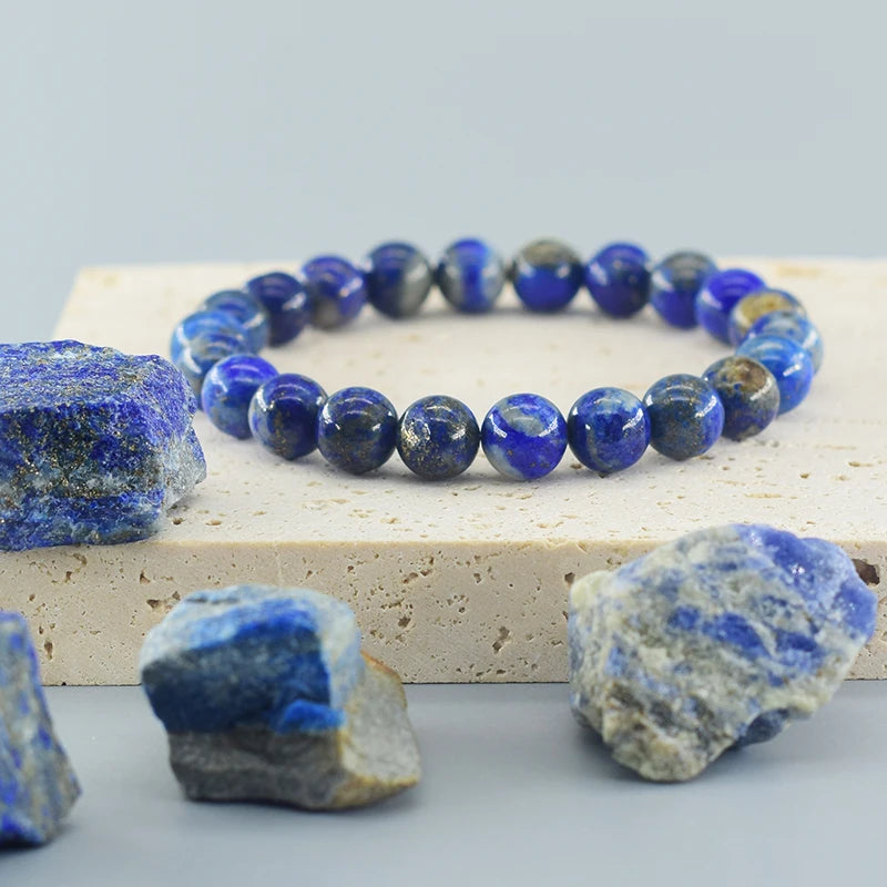 Real 5A Natural Lapis Lazuli Stone Beads Bracelet Homme Elastic Energy Healing Jewelry for Women Gift for Boyfriend