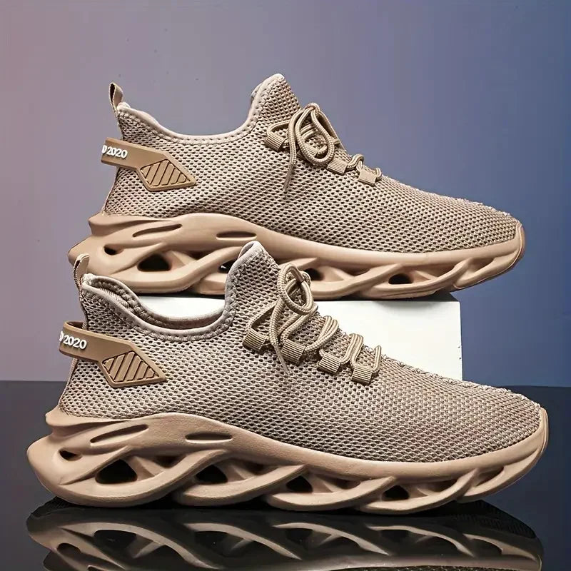Men Sports Running Black Jogging Shoes Casual Sneakers Brown Outdoor Breathable Mesh Women Light Shock-absorption Black Tenni
