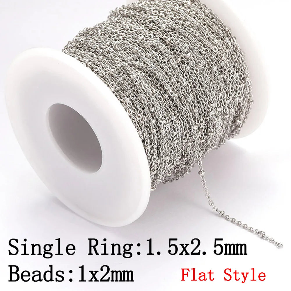 No Fade 2Meters Stainless Steel Chains for Jewelry Making DIY Necklace Bracelet Accessories Gold Chain Lips Beads Beaded Chai