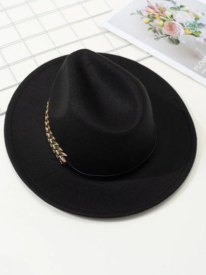 European and American foreign trade leaf decoration women's woolen hat jazz hat autumn and winter Korean version of the Briti