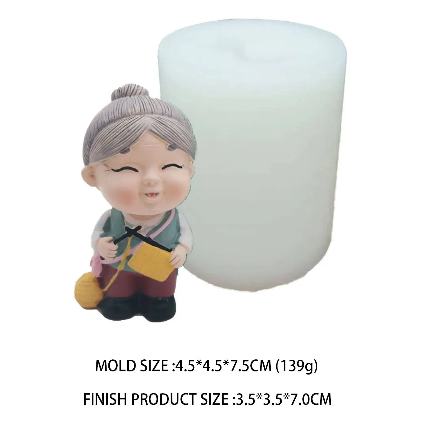 3D Grandpa Grandma Longevity Elderly Silicone Candle Molds Resin Cake Decorating Tools Plaster Epoxy Model Birthday Mould - S