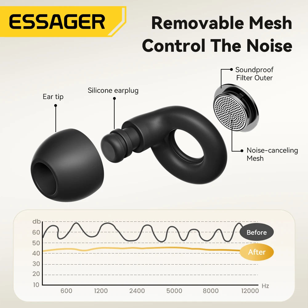 ESSAGER Noise Cancelling Ear Plugs for Sleeping Soft Silicone Sleep Earplugs