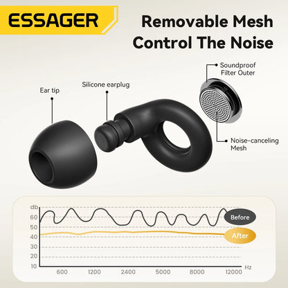 ESSAGER Noise Cancelling Ear Plugs for Sleeping Soft Silicone Sleep Earplugs