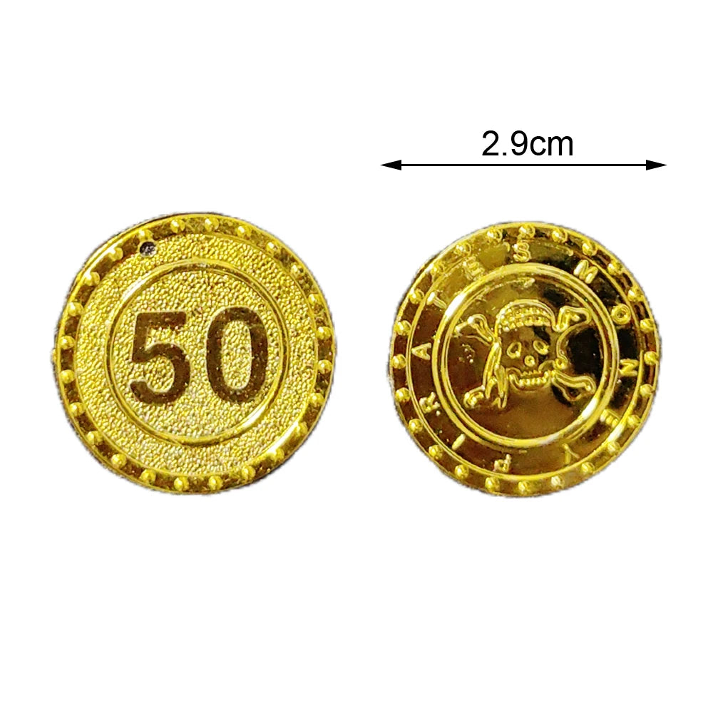 Pirate Party Fake Gold Coins Bulk 1 5 10 20 50 100 Denomination Gold Coins Pirate Themed Party Supplies Game Gift Kids Favors