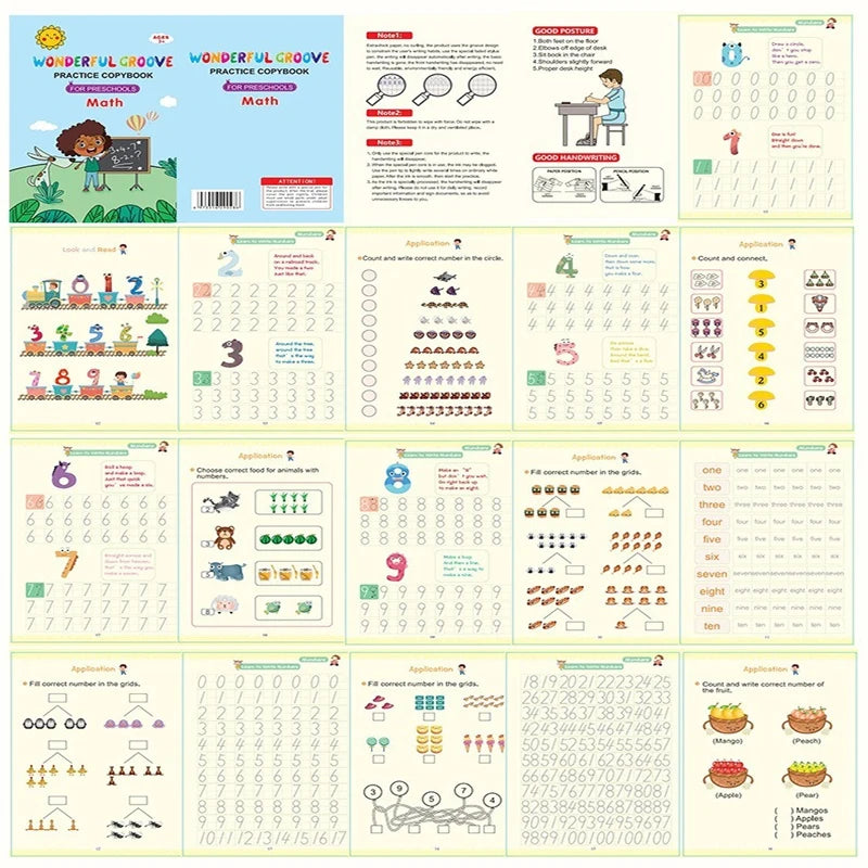 Copybooks Pen Magic Copy Book Free Wiping Writing Sticker Practice for Calligraphy Kids Learning Books Grooves Template Desig