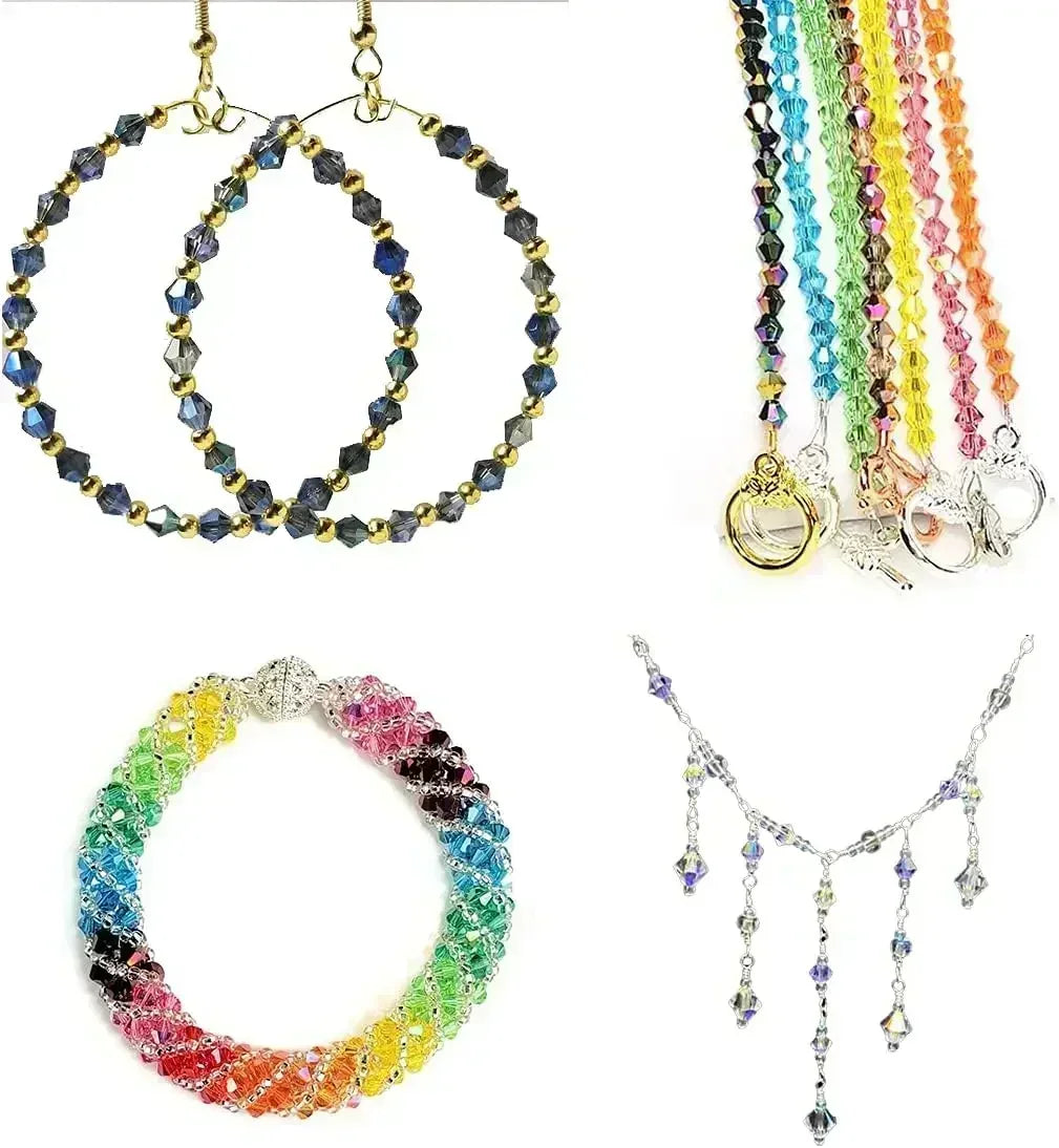 100PCS 4MM Shiny Faceted Austria Crystal Beads Bicone Beads Loose Spacer Beads for Jewelry Making DIY Bracelet Necklace Penda