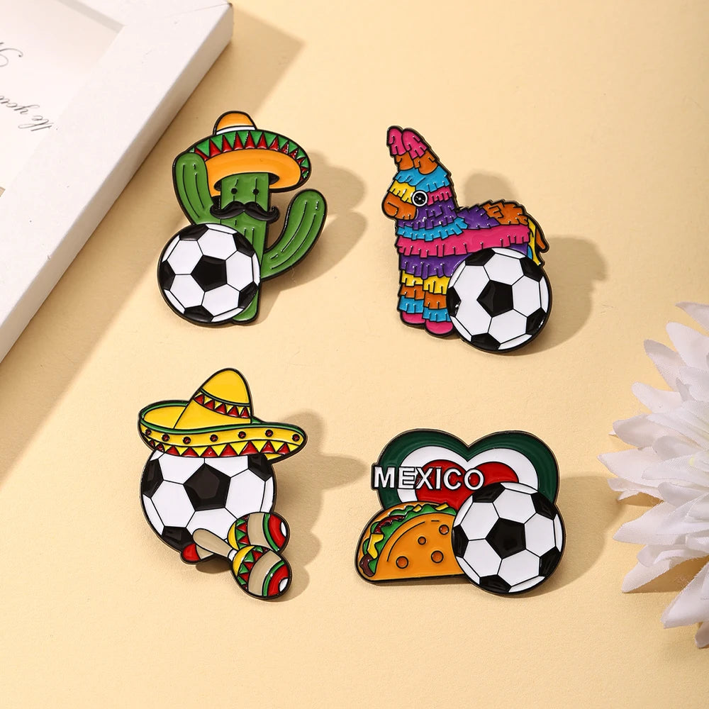 4 PCS Soccer Football Souvenirs As Gifts Trophy Metal Badges Spilla Brooches Pins Personalized Diy Trendy Decorative Accessor