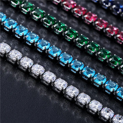 Luxury Hiphop Iced Out 4mm Cubic Zirconia Crystal Tennis Bracelets For Women Men Gold Color Silver Color Bracelet Chain Jewel