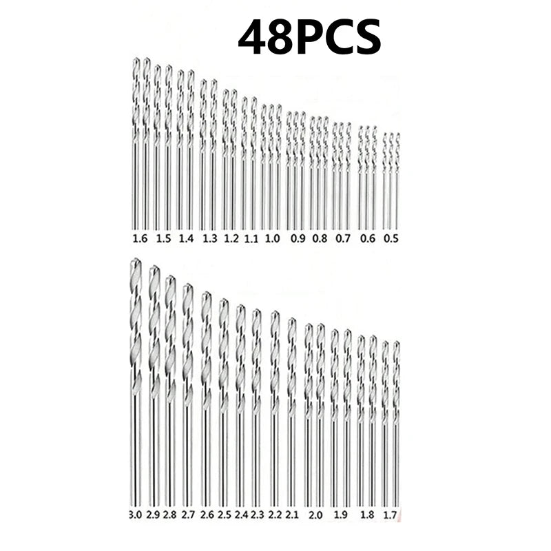 49pcs 0.2-3.4mm Hand Drill Set Mini Aluminum Hand Drill Bit Jewelry Craft Hand Manual Drill Woodworking Tools Drill Bit - Red