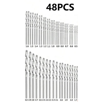 49pcs 0.2-3.4mm Hand Drill Set Mini Aluminum Hand Drill Bit Jewelry Craft Hand Manual Drill Woodworking Tools Drill Bit - Red