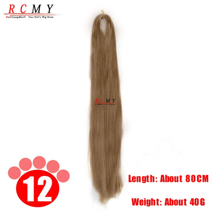 BJD SD Doll 80CM/40 White Black Hair Row Milk Silk Anti-Mohair Wig Handmade Hook Transplant Material for Girls and Boys Hair