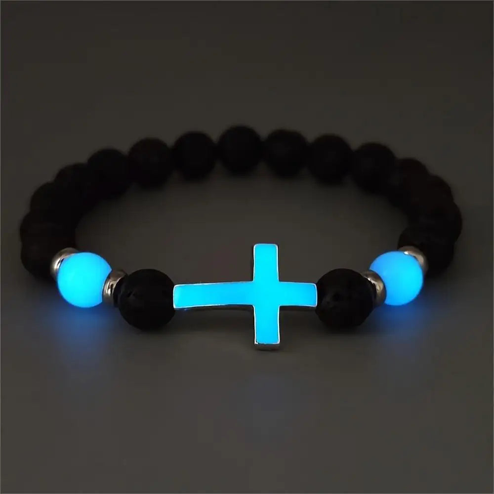 volcanic stone glow-in-the-dark vintage bracelet multi-colored luminous cross bracelet ornaments charm bracelet