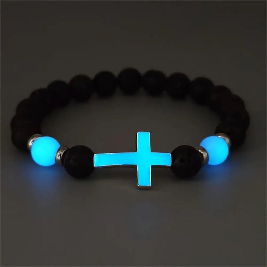 volcanic stone glow-in-the-dark vintage bracelet multi-colored luminous cross bracelet ornaments charm bracelet