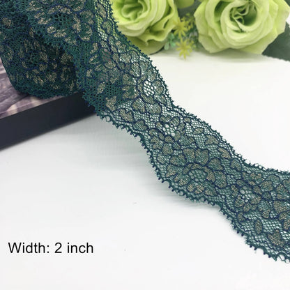 6y/lot Width 2-3 1/2 inch 4 Colors Glitter Stretch Lace Trim Foil For Clothing Accessories Dress Sewing Applique Costume Fabr