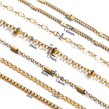 2Meters/Lot Stainless Steel Chains Gold Color Chain for Jewelry Making DIY Necklace Bracelet Accessories Lips Beads Beaded Ch