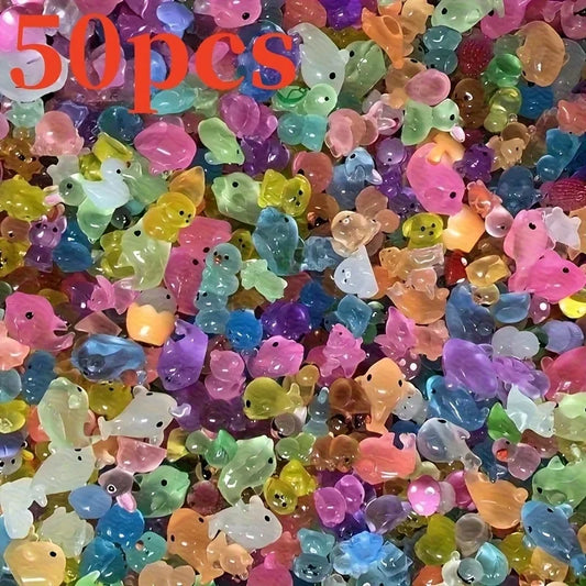 30-100pcs Luminous Mini Resin Animal Figurines Glow in The Dark Fish Tank Aquarium Ornament Aquatic Landscaping Decor Accesso