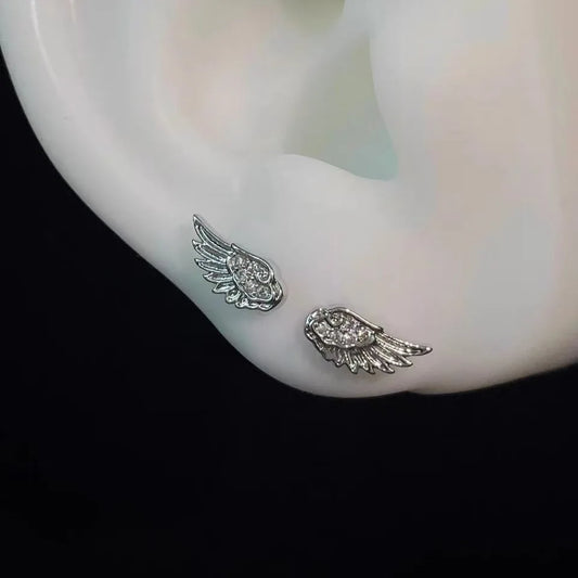 A Pair Vintage Couples Creative Angel Wings Stud Earrings Women Punk Studs Birthday Jewelry Gift