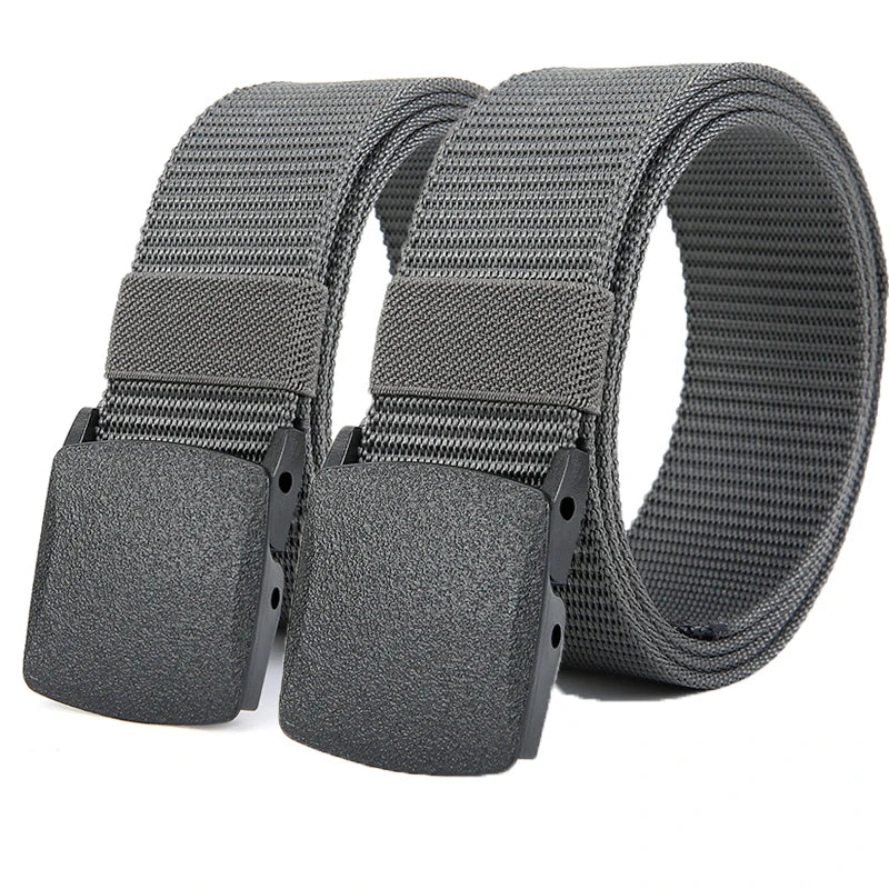 Military Automatic Buckle Nylon Belt Outdoor Hunting Multifunctional Tactical Canvas Belt Men Belt - 2PC QT3 gray