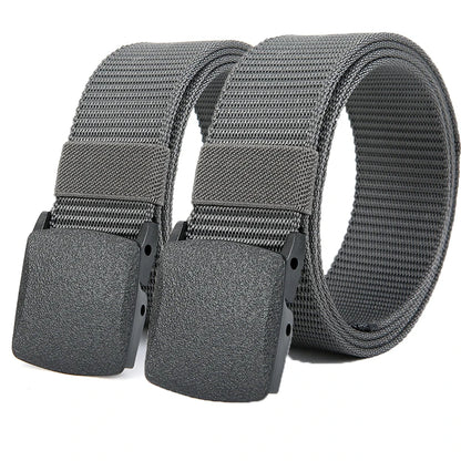 Military Automatic Buckle Nylon Belt Outdoor Hunting Multifunctional Tactical Canvas Belt Men Belt - 2PC QT3 gray
