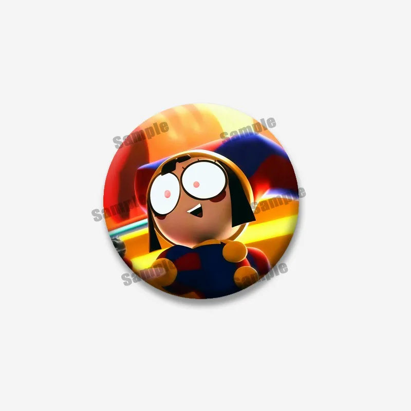 Creative Funny P-Pomni Enamel Pins Cute Cartoon Character Round Brooch DIY Backpack Jacket Collar Badge Jewelry Gifts for Fri