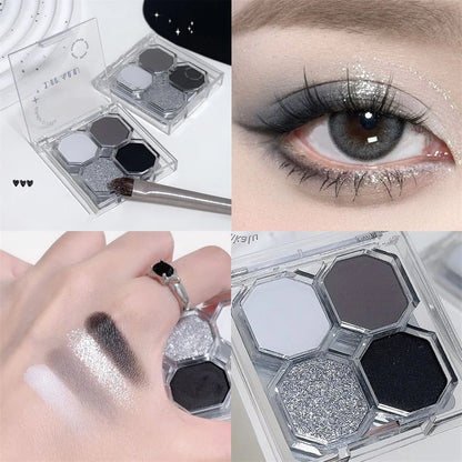 Black Light Star 4-color Eye Shadow Plate Smoky Makeup Dark Black Dark Cement Plate Cross-border Brightening Makeup Cosmetics