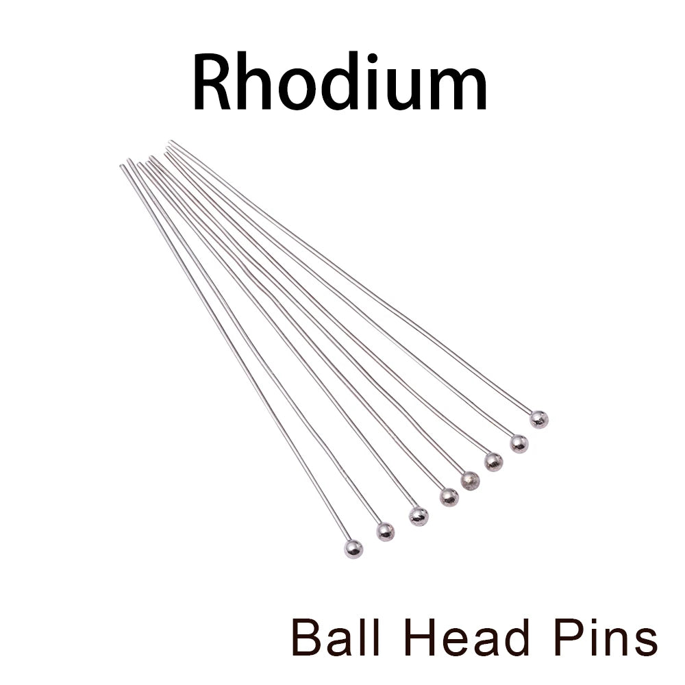 100-200Pcs/Lot 10-70mm Heads Eye Flat Head Pin Gold Plated Ball Head Pins for Jewelry Findings Making Accessories Supplies