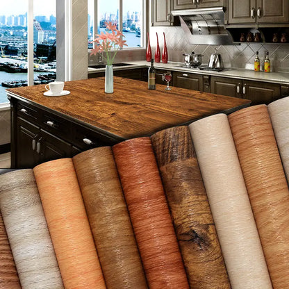Wood Grain DIY Sticker PVC Self Adhesive Waterproof Wallpapers Renovation Furnitures Wall Stickers Home Decor Sticky Paper De