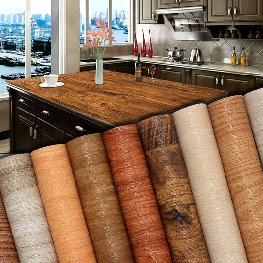 Wood Grain DIY Sticker PVC Self Adhesive Waterproof Wallpapers Renovation Furnitures Wall Stickers Home Decor Sticky Paper De