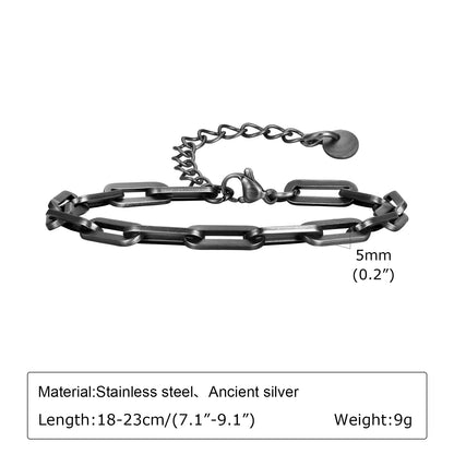 Vintage Chain Bracelets for Men Boys,Byzantine Stainless Steel Braided Link Wristband,Retro Jewelry Birthday Father Gifts - B