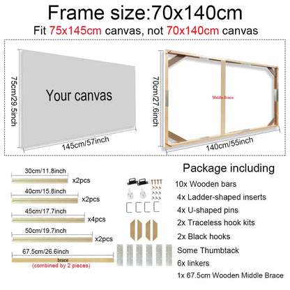 Various Sizes Canvas Frame Wooden Frames Natural Wooden Photo Oil Painting Canvas Diamond Painting Frames Canvas Wood Wall Fr
