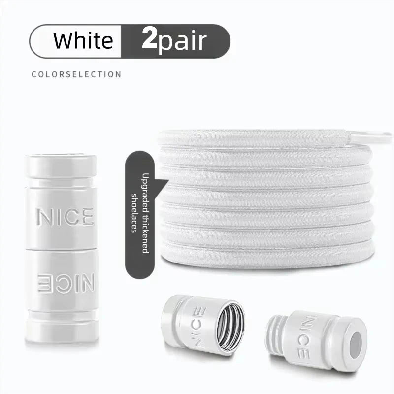 Colorful Metal Lock Sneakers Elastic Shoelaces No Tie Sports Shoe Laces Capsule Lock Stretch Rubber Shoestrings for Easy Wear