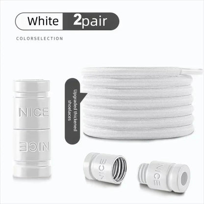 Colorful Metal Lock Sneakers Elastic Shoelaces No Tie Sports Shoe Laces Capsule Lock Stretch Rubber Shoestrings for Easy Wear