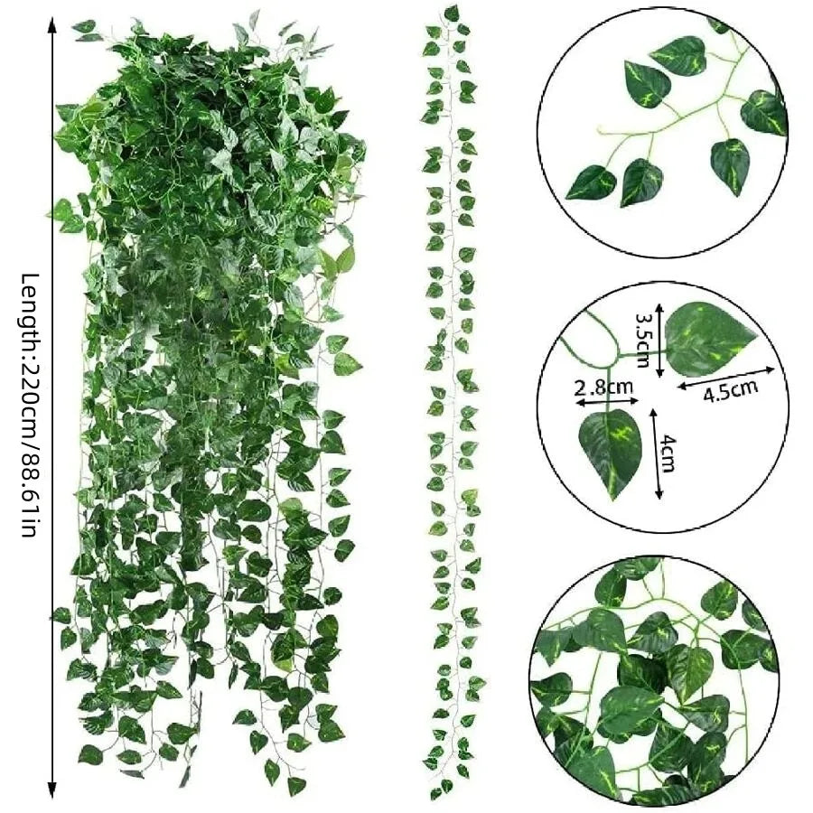 4/10M Artificial Plant Green Ivy Leaf Garland Fake Plant Creeper Hanging Vine Outdoor DIY Garden Wall Wedding Party Home Deco