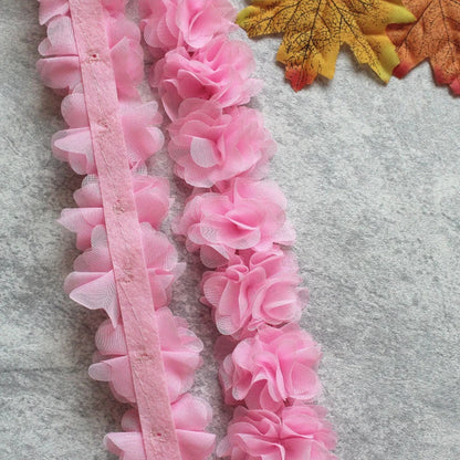 1 Yard Width 5cm 3D Chiffon Flowers Lace Trim Multicolor DIY Lace Ribbon Decor Clothes Accessories Craft Sewing Fabric Suppli