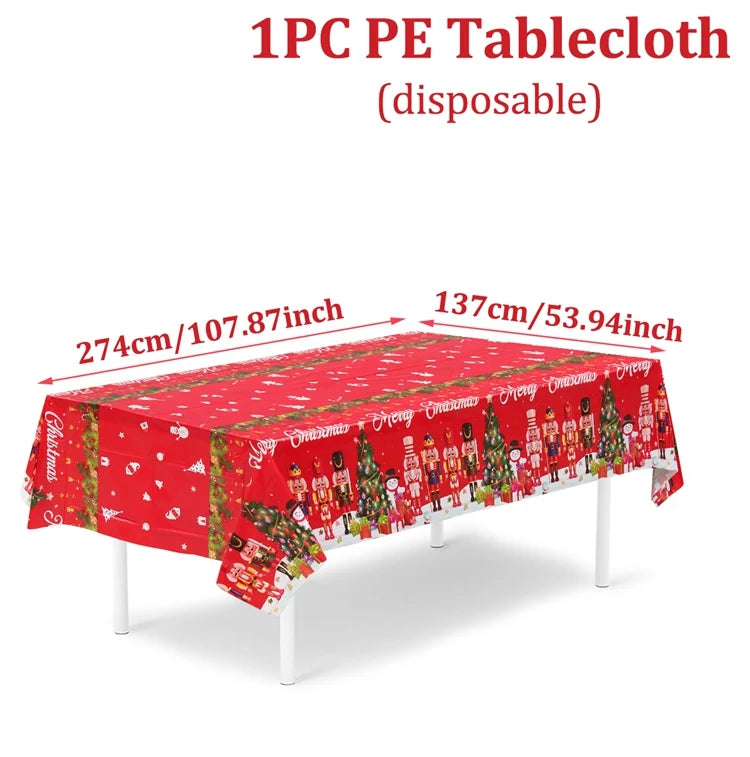 Disposable Christmas Tablecloth Merry Christmas Decors for Home 2024 Table Cover Xmas Ornament Navidad Natal New Year Gift 20