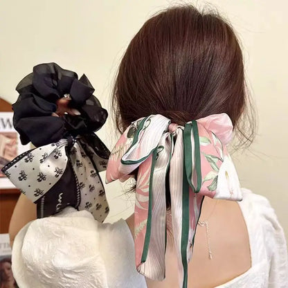 1PC Bow Hair Ribbon Women Fluttering Headband Large Intestine Hair Rings Premium Feeling Hair Tie Hair Leather Band Hair Acce