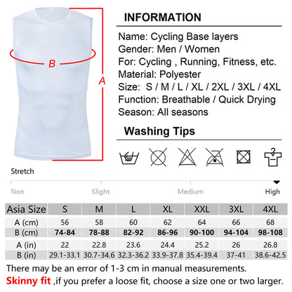 Colorful Cycling Base Layer Cycling Undershirt Quick Dry Underwear Cycling Sleeveless Jersey High Elastici MTB Road Bike Jers