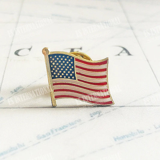 America USA National Flag Lapel Pins Crystal Epoxy Metal Enamel Badge Paint Brooch Souvenir Suit Personality Commemorative