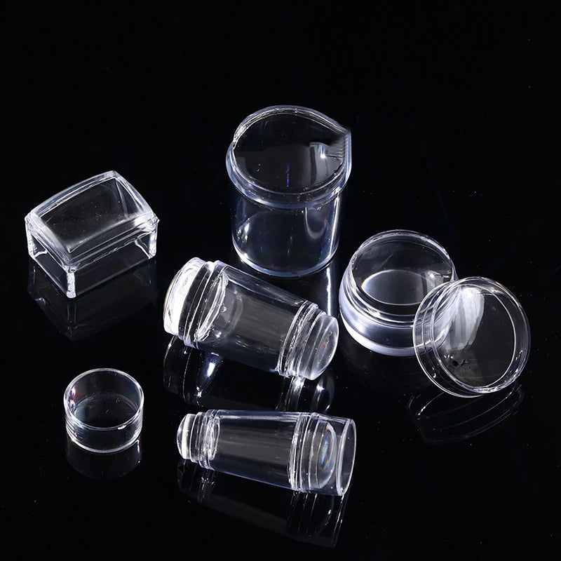 Silicone Transparent Nail Art Stamping Kit French For DIY Manicure Plate Stamp Polish Stencil Template Seal Stamper Scraper