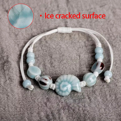 Handmade Ceramic Seashell Bracelet Adjustable Vintage Ocean Style Minimalist Jewelry Gift for Couples 154