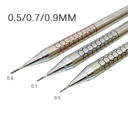 0.5 0.7 0.9mm Metal Mechanical Pencil with Eraser Set HB Lead Art Sketch Drawing Supplies Automatic Pencil Writing Stationery